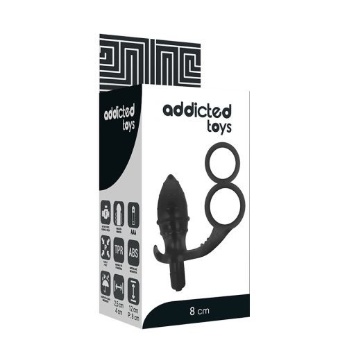 ADDICTED TOYS – Vibrációs anál tágító pénisz- és heregyűrűvel, 12 cm