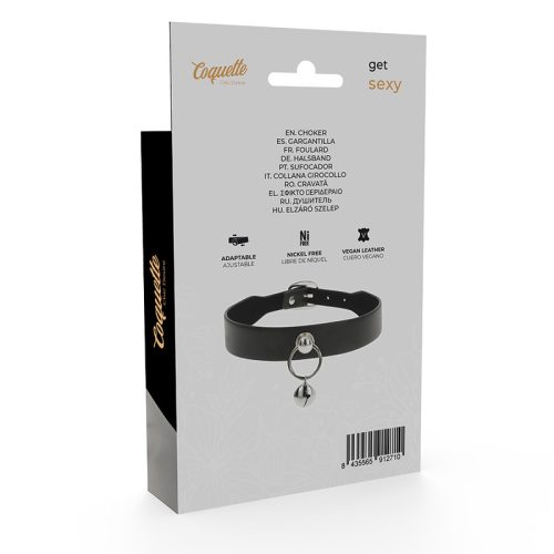 COQUETTE CHIC DESIRE – Vegán bőr nyakörv fém gyűrűvel, állítható méret, fekete