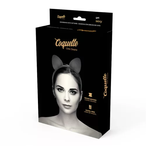 COQUETTE CHIC DESIRE – Macskafüles fejpánt, vegán bőr, fekete
