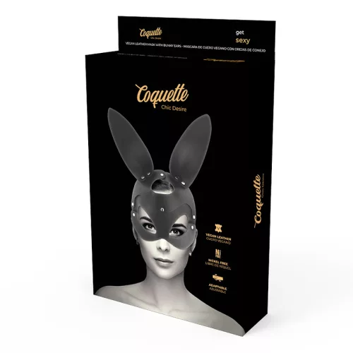 COQUETTE CHIC DESIRE – Bőrhatású nyuszifüles álarc, fekete