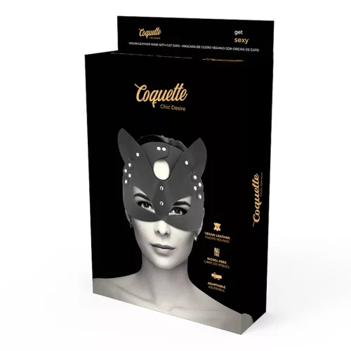 COQUETTE CHIC DESIRE – Bőrhatású macskafüles álarc, fekete 2