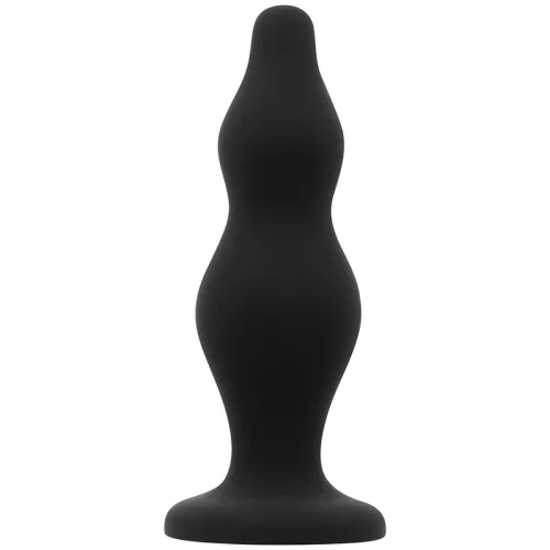 OHMAMA – Lépcsőzetes, szilikon anál plug tapadókoronggal, fekete, 12 cm