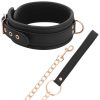 COQUETTE CHIC DESIRE – Vegán bőr nyakörv pórázzal és fém lánccal, fekete
