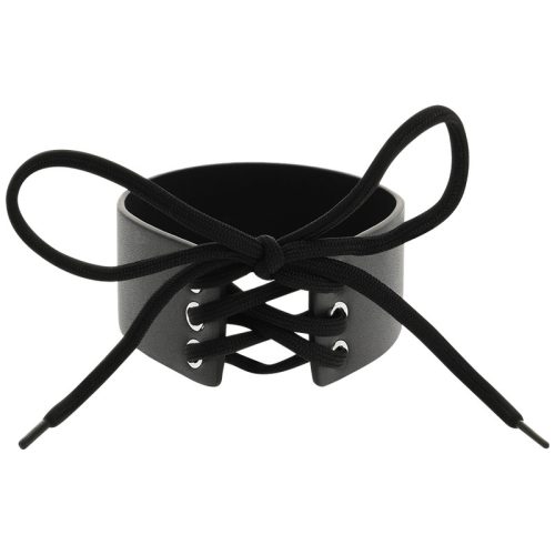 COQUETTE CHIC DESIRE – Vegán bőr nyakörv fűzővel, állítható méret, fekete