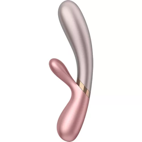 SATISFYER – Hot Lover újratölthető nyuszis vibrátor applikációval, melegítő funkcióval, rózsaszín-bézs