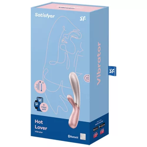 SATISFYER – Hot Lover újratölthető nyuszis vibrátor applikációval, melegítő funkcióval, rózsaszín-bézs
