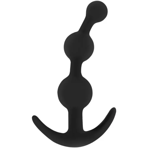 OHMAMA – Ívelt szilikon anál plug kihúzófüllel, fekete, 12,5 cm
