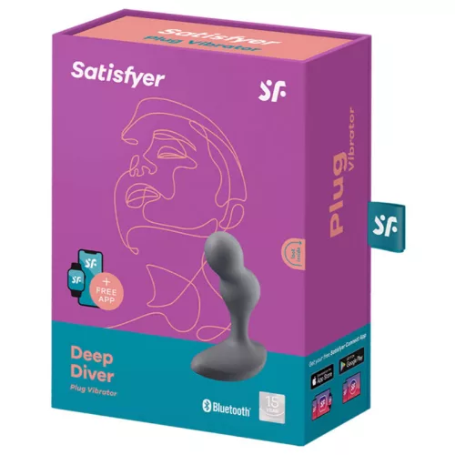 SATISFYER - Deep Diver appvezérelt vibrációs anál plug, újratölthető, fekete