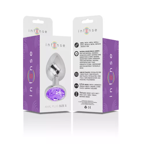 INTENSE – Fém anál plug, ibolya kristállyal, 7 cm