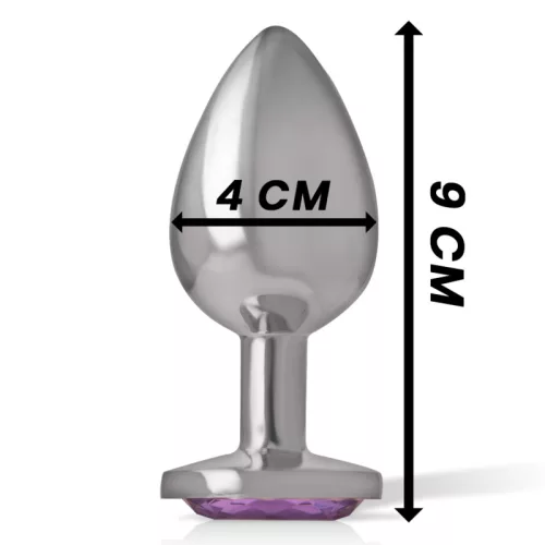 INTENSE – Fém anál plug, ibolya kristállyal, 9 cm
