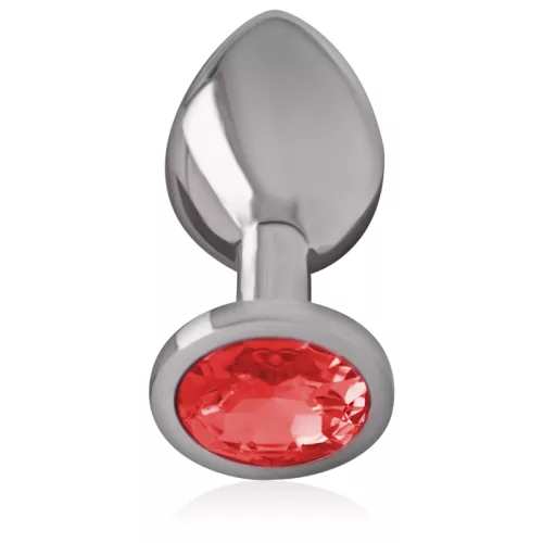 INTENSE – Fém anál plug, piros kristállyal, 7 cm