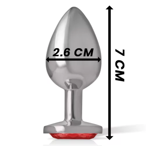 INTENSE – Fém anál plug, piros kristállyal, 7 cm