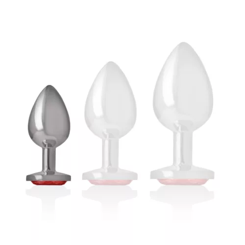 INTENSE – Fém anál plug, piros kristállyal, 7 cm
