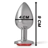 INTENSE – Fém anál plug, piros kristállyal, 9 cm