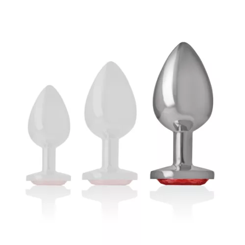 INTENSE – Fém anál plug, piros kristállyal, 9 cm