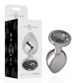 INTENSE – Fém anál plug fekete üveggel, 8 cm