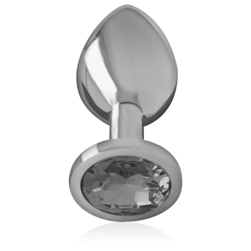 INTENSE – Fém anál plug fekete üveggel, 8 cm