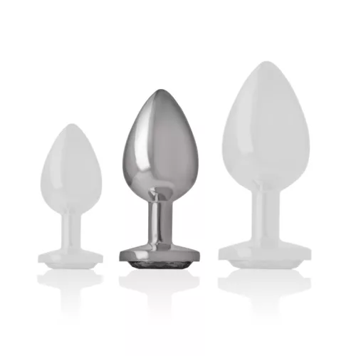 INTENSE – Fém anál plug fekete üveggel, 8 cm