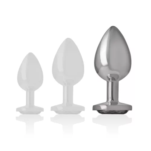 INTENSE – Fém anál plug fekete üveggel, 9 cm