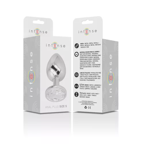 INTENSE – Fém anál plug, ezüst kristállyal, 7 cm