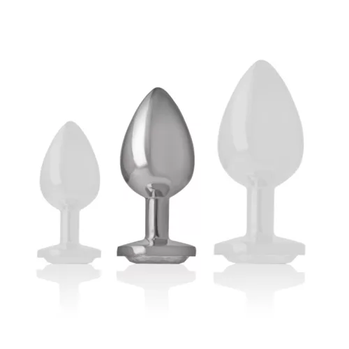 INTENSE – Fém anál plug, ezüst kristállyal, 8 cm