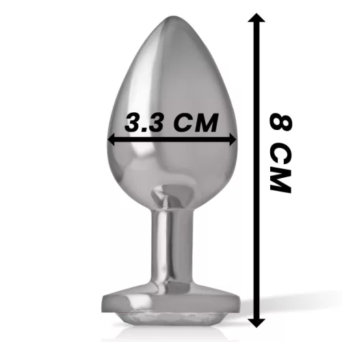 INTENSE – Fém anál plug, ezüst kristállyal, 8 cm
