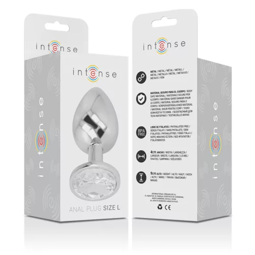 INTENSE – Fém anál plug, ezüst kristállyal, 9 cm