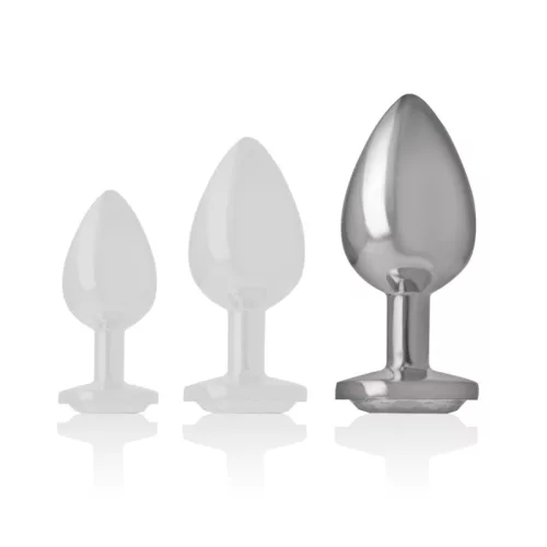 INTENSE – Fém anál plug, ezüst kristállyal, 9 cm
