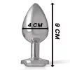INTENSE – Fém anál plug, ezüst kristállyal, 9 cm