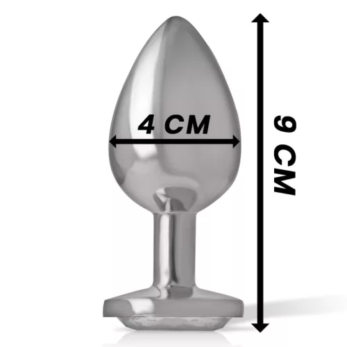 INTENSE – Fém anál plug, ezüst kristállyal, 9 cm