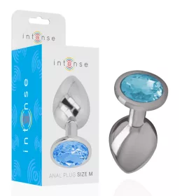INTENSE – Fém anál plug kék üveggel, 8 cm
