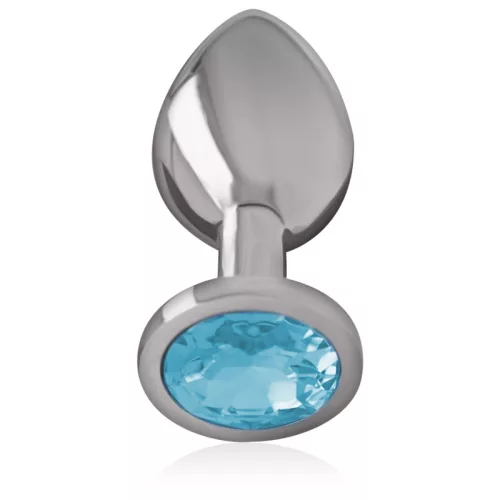 INTENSE – Fém anál plug kék üveggel, 8 cm