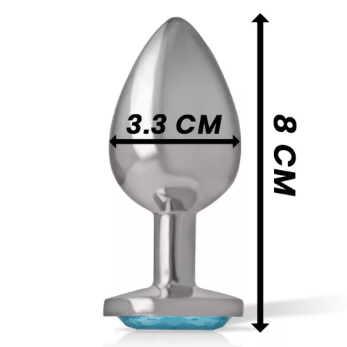 INTENSE – Fém anál plug kék üveggel, 8 cm