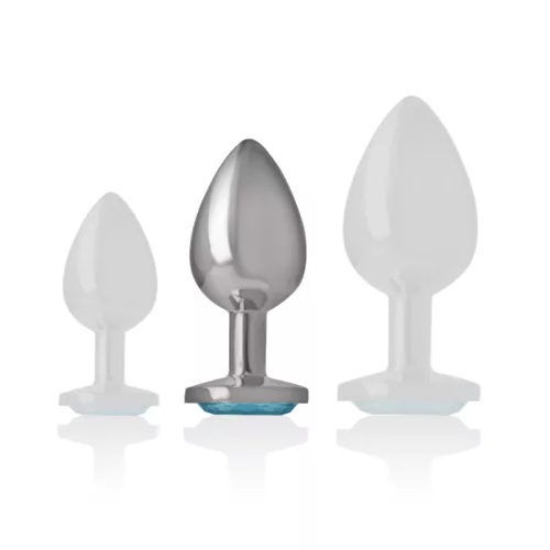 INTENSE – Fém anál plug kék üveggel, 8 cm