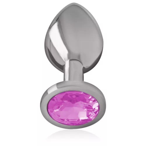 INTENSE – Fém anál plug, rózsaszín kristállyal, 7 cm