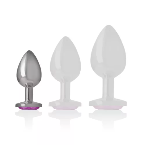 INTENSE – Fém anál plug, rózsaszín kristállyal, 7 cm