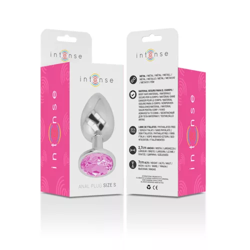 INTENSE – Fém anál plug, rózsaszín kristállyal, 7 cm