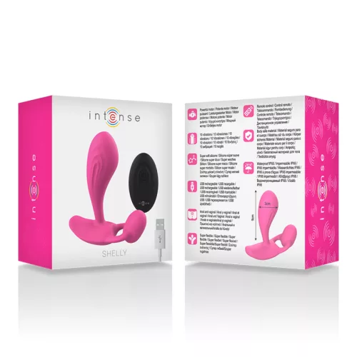 INTENSE – Shelly távirányítós vibrációs anál plug, erőteljes dupla motor, újratölthető, rózsaszín