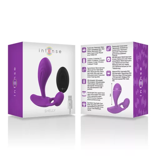 INTENSE – Shelly távirányítós vibrációs anál plug, erőteljes dupla motor, újratölthető, lila