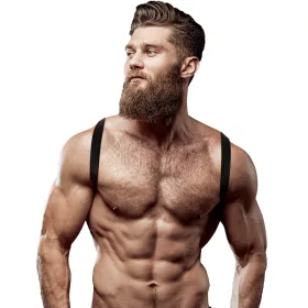   FETISH SUBMISSIVE ATTITUDE – Férfi háti hám vegán bőrből, fekete, univerzális méret