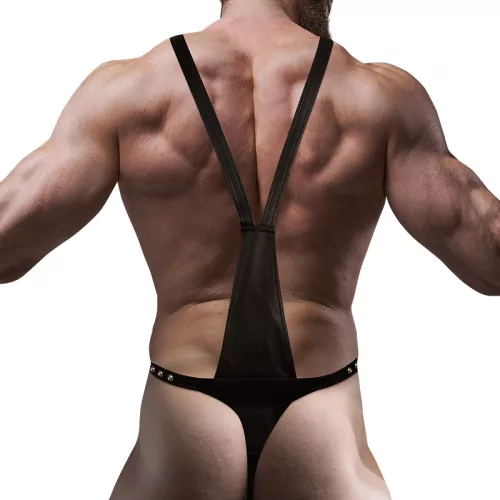 FETISH SUBMISSIVE ATTITUDE – V-alakú férfi hám, 100% vegán bőr, állítható