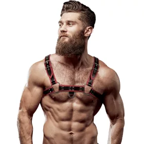 FETISH SUBMISSIVE ATTITUDE – Férfi mellhám, fekete/piros