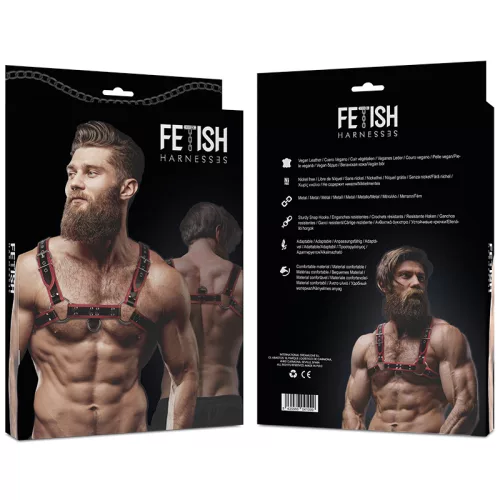 FETISH SUBMISSIVE ATTITUDE – Férfi mellhám, fekete/piros