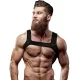 FETISH SUBMISSIVE ATTITUDE – Elöl pántos férfi mellkas hám, vegán bőr, M méret
