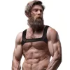 FETISH SUBMISSIVE ATTITUDE – Elöl pántos férfi mellkas hám, vegán bőr, L méret