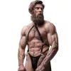 FETISH SUBMISSIVE ATTITUDE – Férfi egyberészes body hám vegán bőrből, fekete, univerzális méret