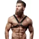 FETISH SUBMISSIVE ATTITUDE – Férfi keresztpántos mellhám vegán bőrből, fekete, univerzális méret