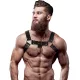 FETISH SUBMISSIVE ATTITUDE – Férfi mellhám állítható pántokkal, vegán bőrből, fekete, univerzális méret