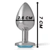 INTENSE – Fém anál plug kék szív üveggel, 7 cm