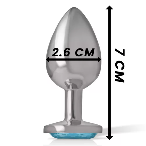 INTENSE – Fém anál plug kék szív üveggel, 7 cm